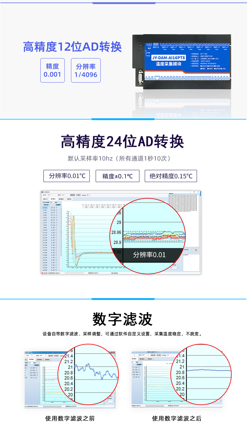JY-DAM-AI16PT8 溫度采集模接線說(shuō)明
