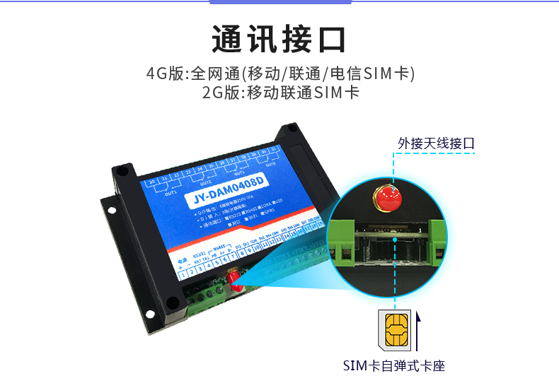 云平臺 GPRS-0408 遠(yuǎn)程智能控制器 通訊接口